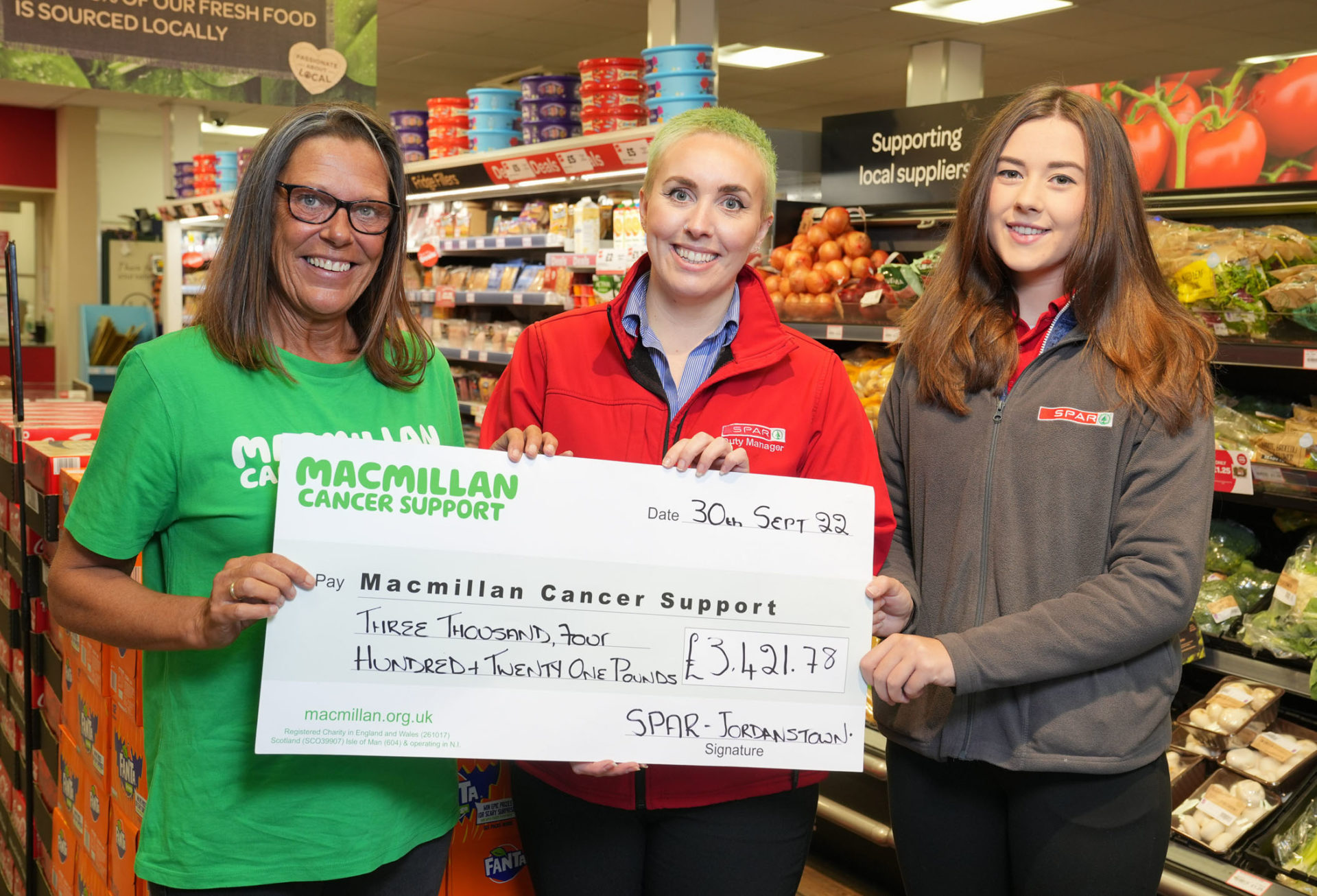 HR Jordanstown x Macmillan Cheque Picture